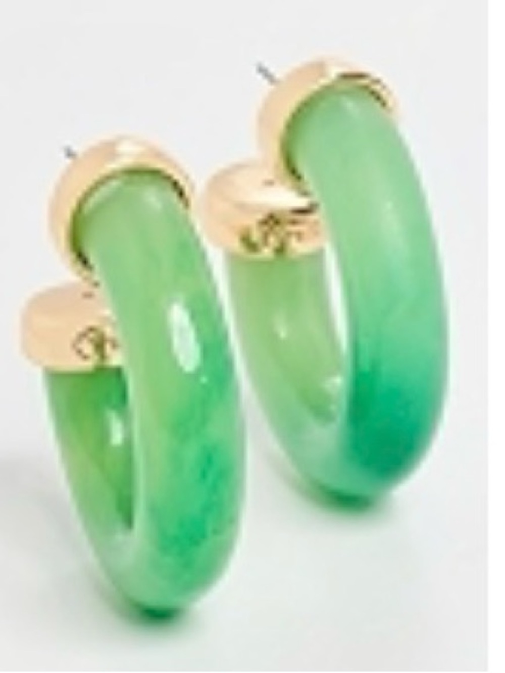 Kenneth Jay Lane Green Jade Hoop Earrings